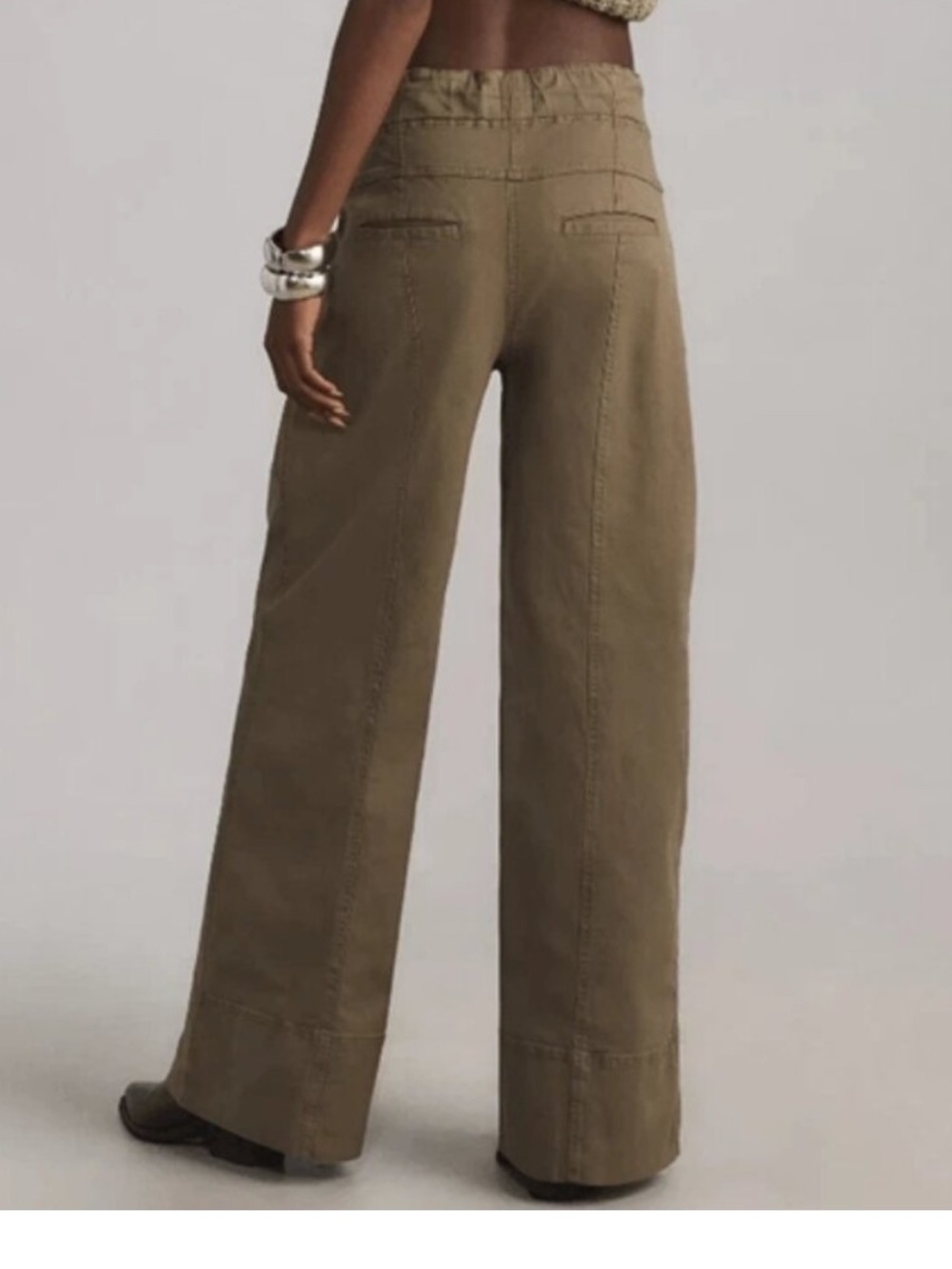 Anthropologie Maeve Utility High Rise Wide Leg Tailored Trousers Olive Green XS - Picture 12 of 12